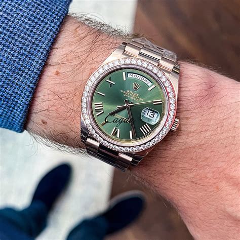 green dial presidential rolex|Rolex daydate 40 olive dial.